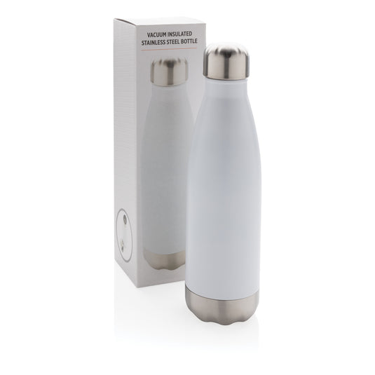 Stainless steel vacuum insulated bottle from XD Collection, drinkware with a sleek design and secure lid for hot or cold beverages.