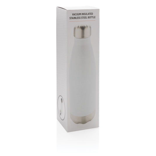 Stainless steel vacuum insulated drinkware bottle by XD Collection, showing a sleek, silver stainless steel bottle with a screw-on lid.