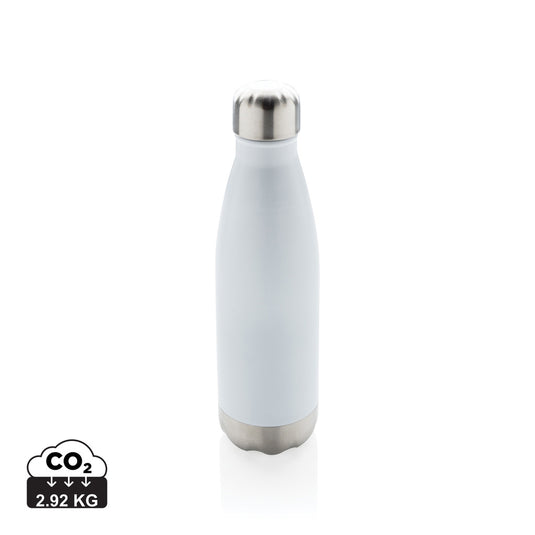 Stainless steel vacuum insulated drinkware bottle by XD Collection, showing sleek design and secure lid for hot or cold beverages.