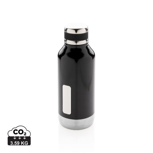 Leak proof vacuum bottle with logo plate - Custom Wood Designs