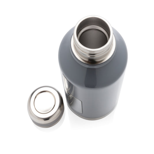 Leak proof vacuum bottle with logo plate - Custom Wood Designs