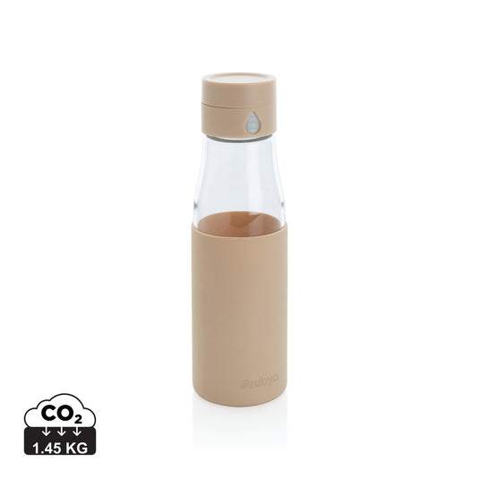 Ukiyo glass hydration tracking bottle with sleeve - Custom Wood Designs