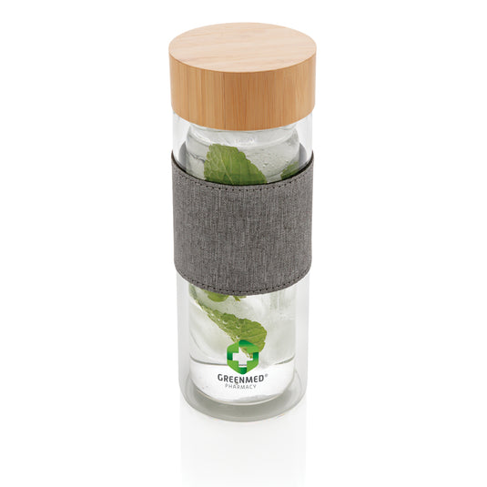 Double wall borosilicate glass bottle from XD Collection, showcasing sleek drinkware design with a clear, insulated double wall.