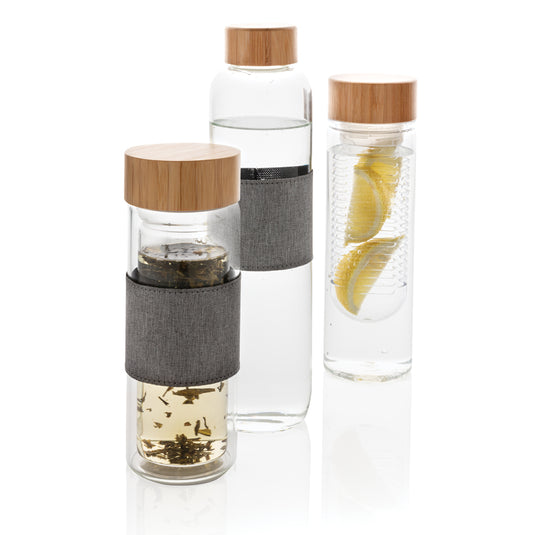 Double wall borosilicate glass bottle from XD Collection, stylish drinkware with a clear, insulated design for beverages.