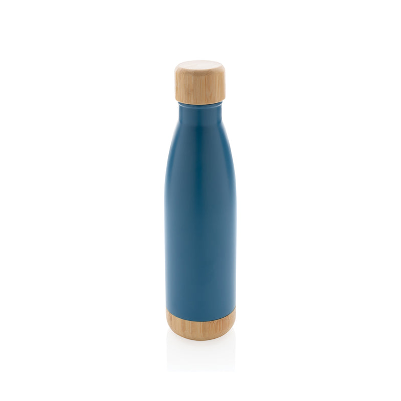 Load image into Gallery viewer, Vacuum stainless steel bottle with bamboo lid and bottom - Custom Wood Designs
