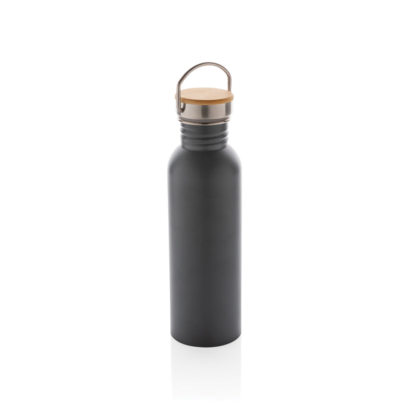 Load image into Gallery viewer, Modern stainless steel bottle with bamboo lid - Custom Wood Designs
