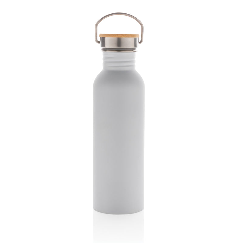 Load image into Gallery viewer, Modern stainless steel bottle with bamboo lid - Custom Wood Designs
