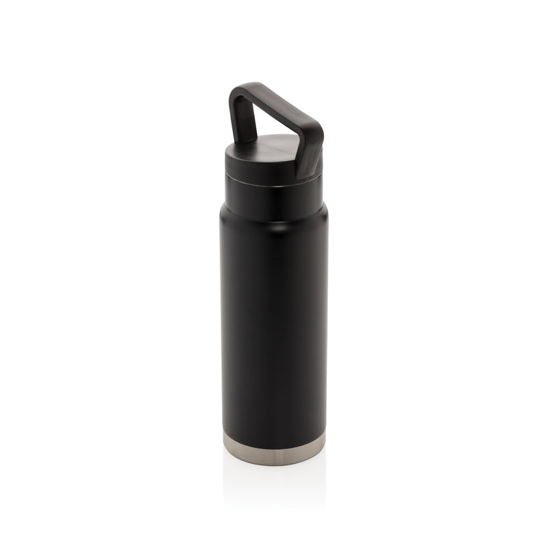 Load image into Gallery viewer, Leakproof vacuum on-the-go bottle with handle from XD Collection, featuring a sleek drinkware design with a secure lid and ergonomic handle.
