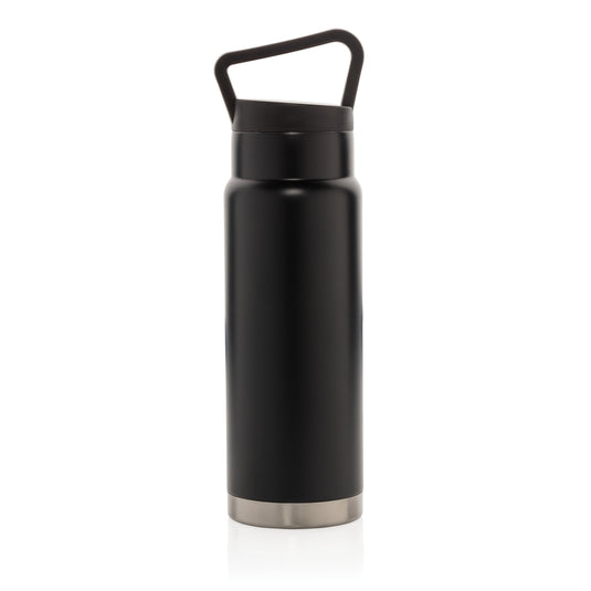 Leakproof vacuum on-the-go bottle with handle by XD Collection, featuring a sleek drinkware design for portable hydration.