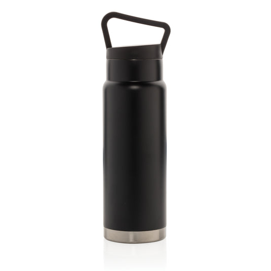Leakproof vacuum on-the-go bottle with handle from XD Collection, insulated drinkware for hot or cold beverages.