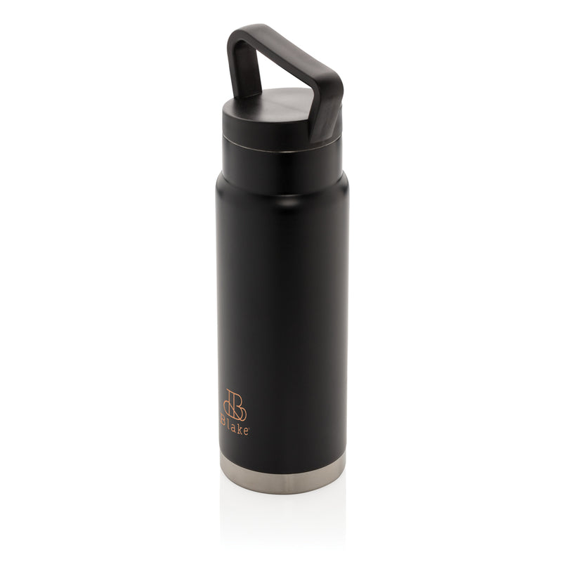 Load image into Gallery viewer, Leakproof vacuum on-the-go drinkware bottle with handle from XD Collection, featuring a sleek design and secure lid.
