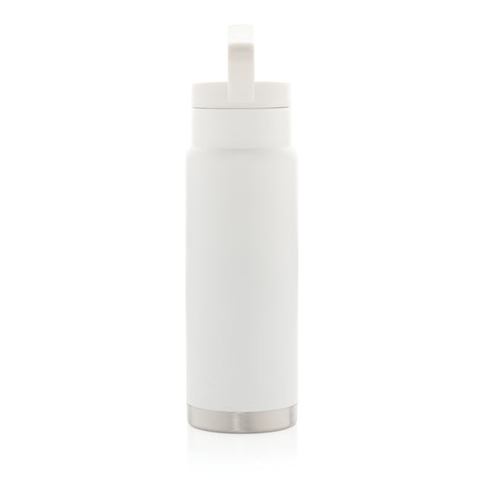 Leakproof vacuum on-the-go water bottle with handle from XD Collection, featuring a sleek design and durable drinkware for travel.