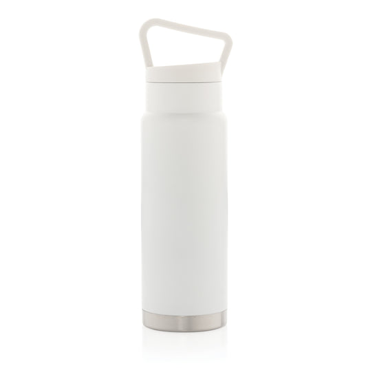 Leakproof vacuum drinkware with handle by XD Collection, on-the-go bottle ideal for keeping beverages sealed and portable.