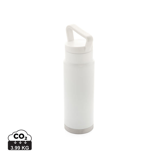 Leakproof vacuum on-the-go water bottle with handle from XD Collection, showcasing a sleek drinkware design with secure lid