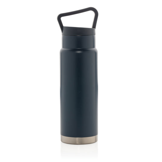 Leakproof vacuum on-the-go bottle with handle from XD Collection, showing sleek drinkware design and secure lid for travel.