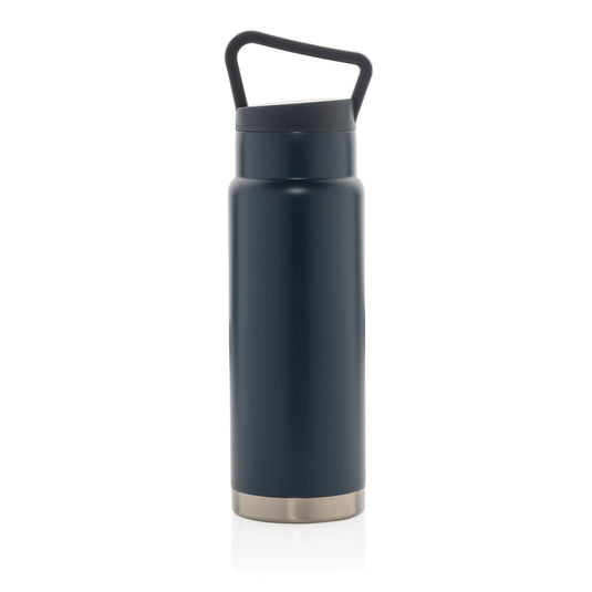 Leakproof vacuum on-the-go bottle with handle from XD Collection, featuring sleek drinkware design and secure lid for portable hydration.
