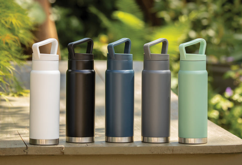 Load image into Gallery viewer, Leakproof XD Collection vacuum on-the-go bottle with handle, featuring sleek drinkware design and secure lid.
