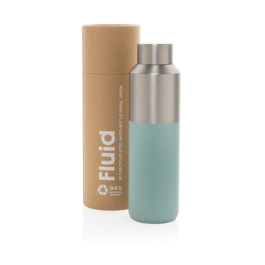 Fluid RCS certified recycled steel water bottle 600ml - Custom Wood Designs
