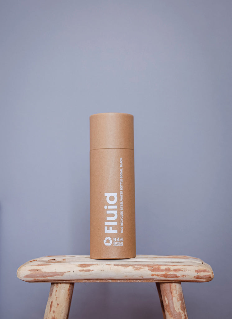 Load image into Gallery viewer, Fluid RCS certified recycled steel water bottle 600ml - Custom Wood Designs
