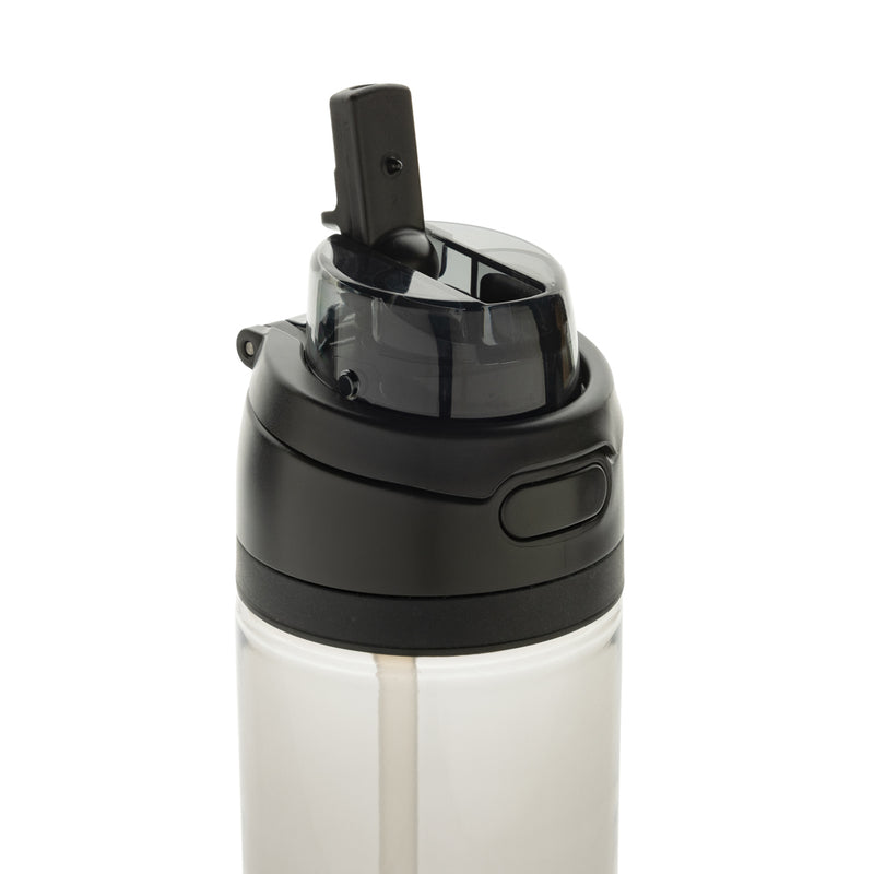 Load image into Gallery viewer, XD Collection Omni Sip RPET 800ML water bottle in clear plastic with a screw-on lid and ergonomic grip for easy drinking.
