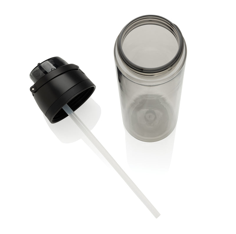 Load image into Gallery viewer, XD Collection Omni Sip RCS RPET water bottle, 800ML, clear drinkware with a green cap and flip-top lid.
