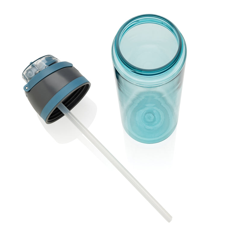 Load image into Gallery viewer, XD Collection Omni Sip RCS RPET water bottle 800ML in clear with a blue lid, reusable drinkware for hydration.
