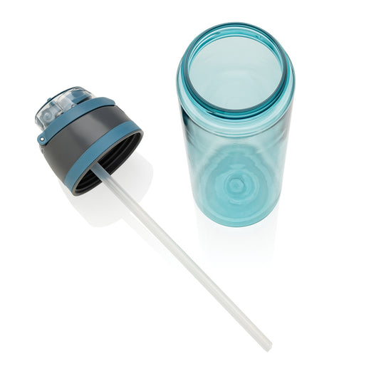 XD Collection Omni Sip RCS RPET water bottle 800ML in clear with a blue lid, reusable drinkware for hydration.