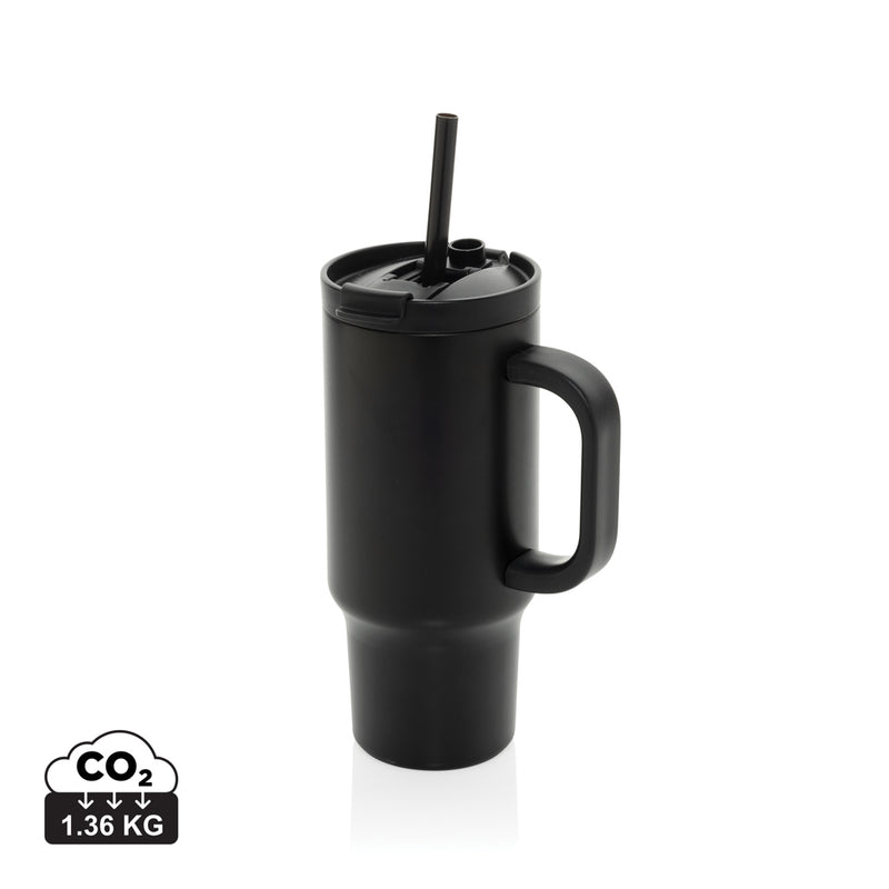Load image into Gallery viewer, Recycled Cruiser RCS leakproof compact tumbler 480ML by XD Collection, black drinkware with secure lid and eco-friendly design.
