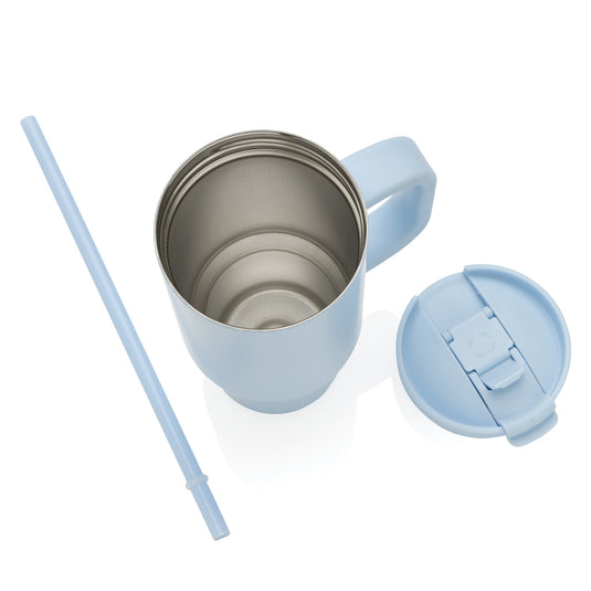 Cruiser RCS recycled leakproof compact tumbler 480ML by XD Collection featuring a sleek stainless steel design and spill-resistant lid.