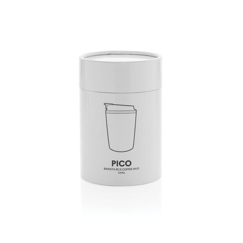 Load image into Gallery viewer, XD Xclusive Pico Barista RCS coffee mug 220ML in tube gift box, white ceramic drinkware with logo design.
