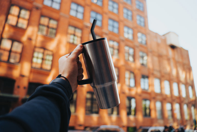 Load image into Gallery viewer, Embrace deluxe RCS recycled stainless steel tumbler 900ml from XD Collection, showing the sleek, eco-friendly drinkware design.
