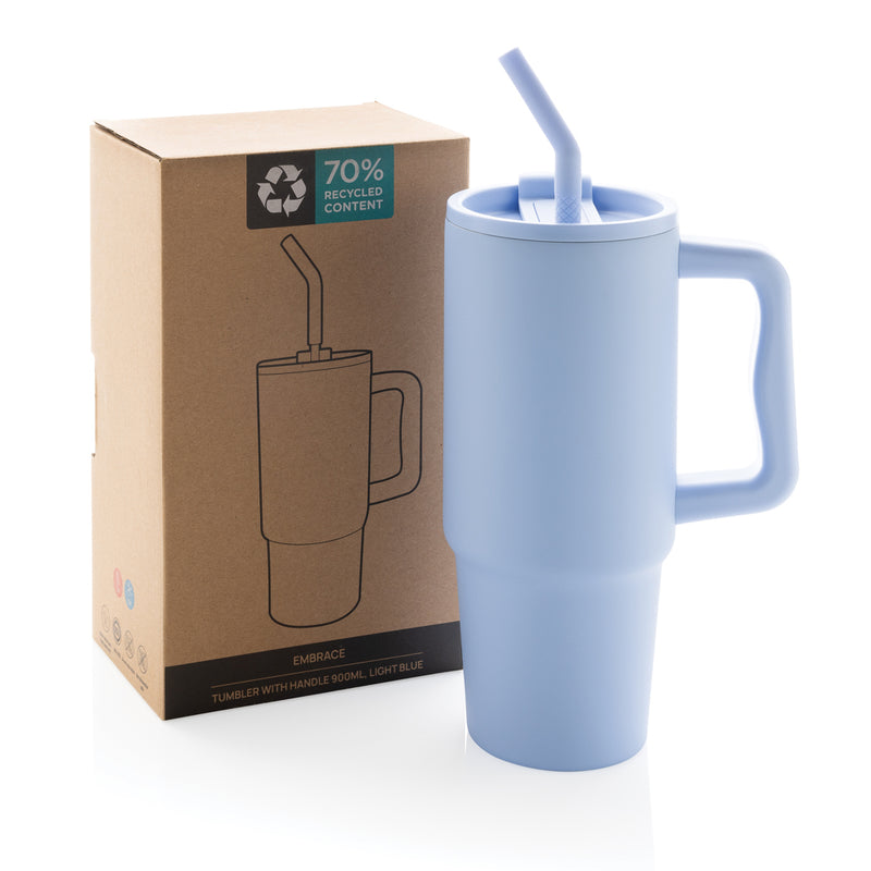 Load image into Gallery viewer, Embrace Deluxe RCS recycled stainless steel tumbler 900ml from XD Collection, with a sleek, eco-friendly drinkware design.
