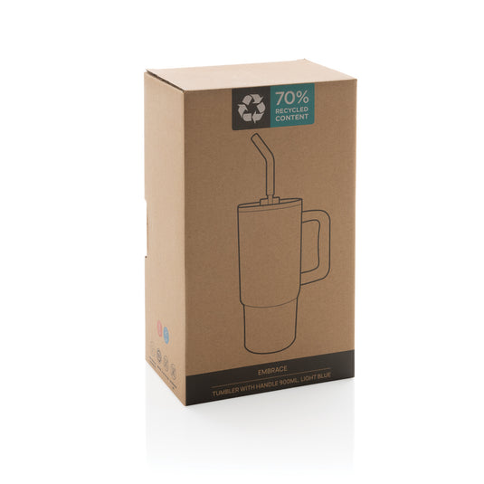 XD Collection Embrace Deluxe 900ml recycled stainless steel tumbler for drinks, featuring a sleek, durable design.