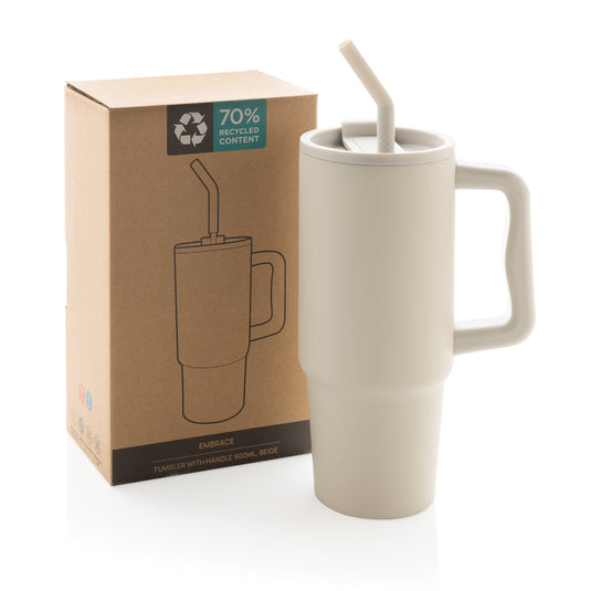 XD Collection Embrace deluxe 900ml stainless steel tumbler from RCS recycled drinkware collection, with a sleek design.