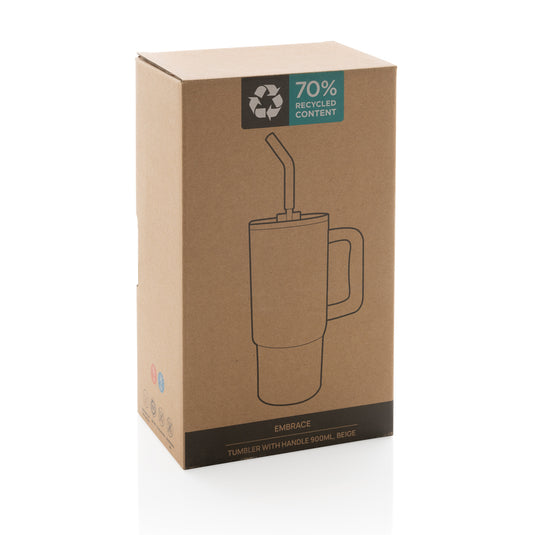 Embrace deluxe RCS recycled stainless steel tumbler 900ml from XD Collection, showing its sleek design and durable drinkware.