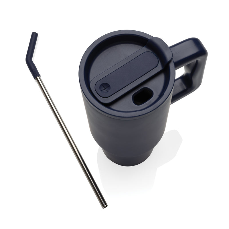 Load image into Gallery viewer, Embrace deluxe RCS recycled stainless steel tumbler 900ml from XD Collection, with a sleek design and spill-proof lid.
