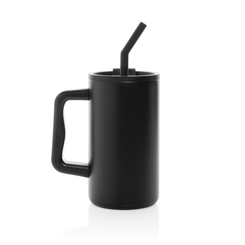 Load image into Gallery viewer, XD Collection Cube RCS certified recycled steel mug 800ml drinkware, showing a sleek, eco-friendly steel mug with a handle and branded logo.
