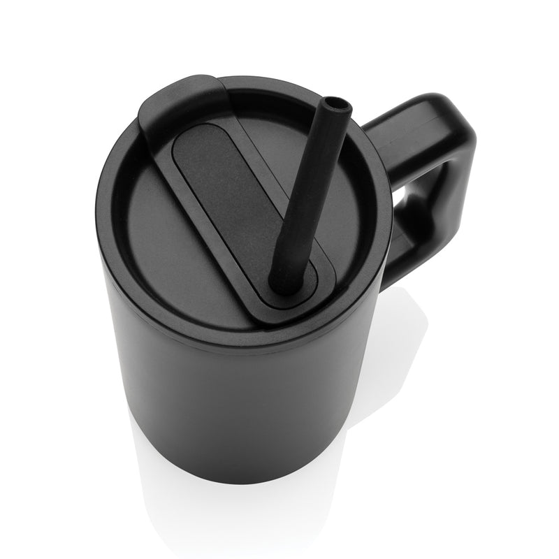 Load image into Gallery viewer, Reusable 800ml steel mug from XD Collection, RCS certified recycled steel drinkware with a sleek design.
