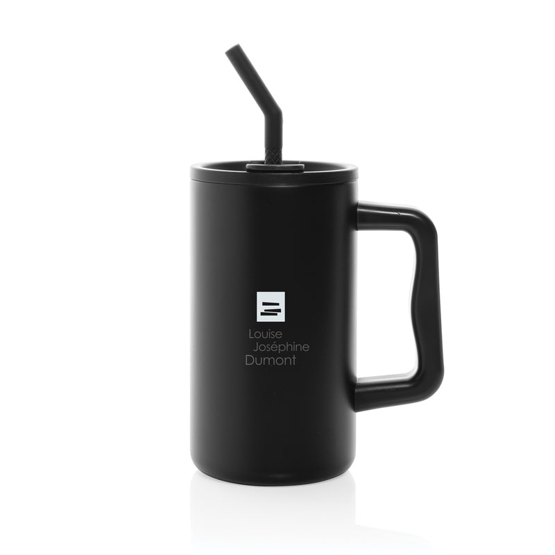 Load image into Gallery viewer, Recycled steel mug from XD Collection, 800ml capacity, RCS certified drinkware with a sleek, cylindrical design.
