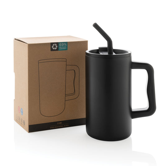 XD Collection recycled steel mug 800ml, RCS certified drinkware with a sleek design and durable construction.