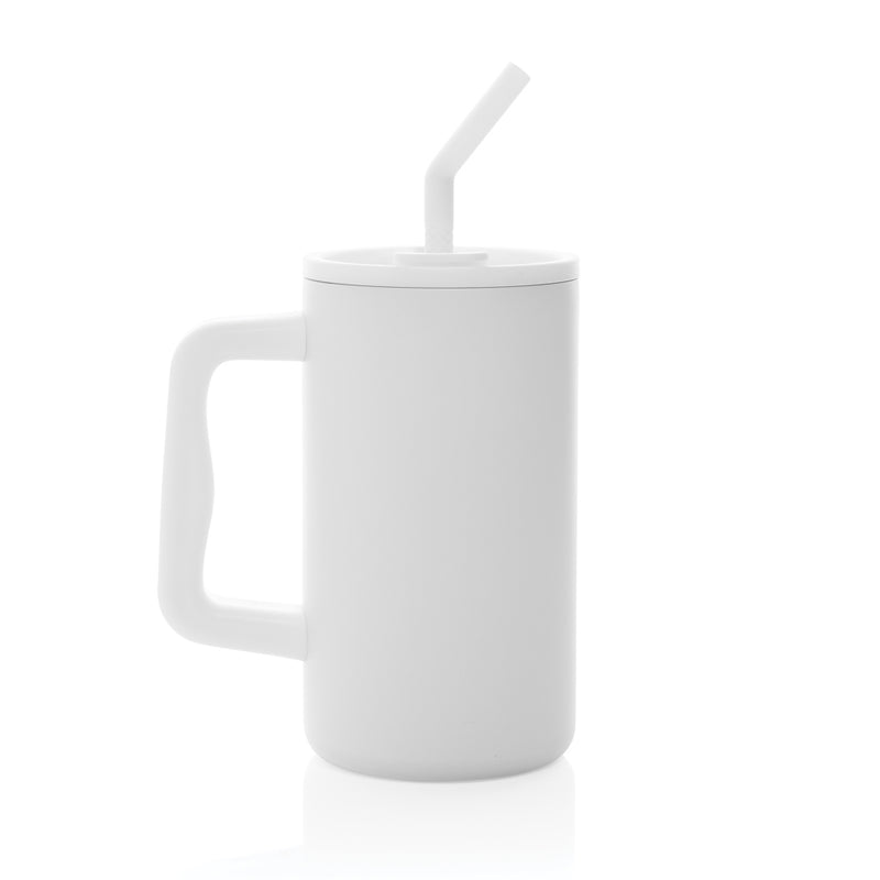 Load image into Gallery viewer, Recycled steel mug from XD Collection, 800ml capacity, cube-shaped drinkware, RCS certified, with a sleek metallic finish.
