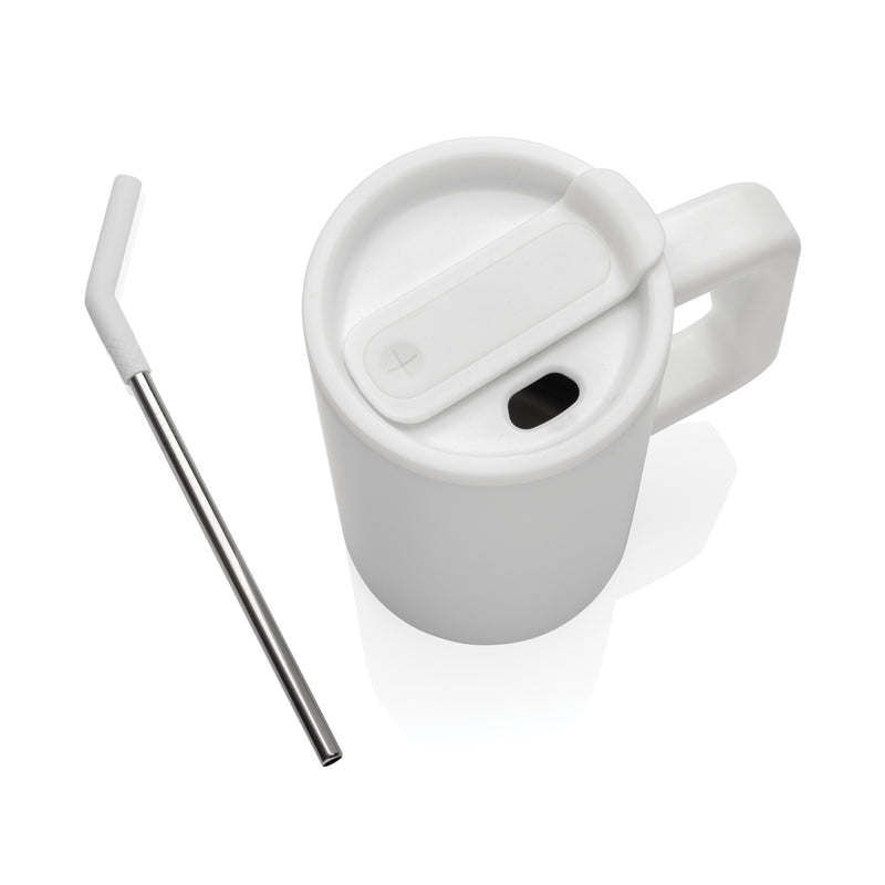 Load image into Gallery viewer, XD Collection recycled steel mug, 800ml cube drinkware with RCS certification, featuring a sleek design and durable construction.
