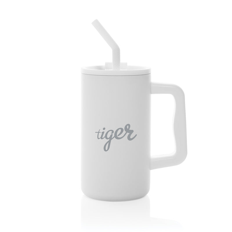 Load image into Gallery viewer, Recycled steel mug from XD Collection, 800ml capacity, cube-shaped drinkware with RCS certification for sustainable use.
