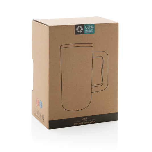 Recycled steel mug from XD Collection, 800ml capacity, RCS certified drinkware with a durable, eco-friendly design.
