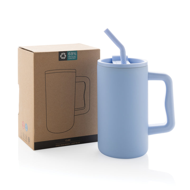 Load image into Gallery viewer, Recycled steel mug from XD Collection, 800ml capacity, RCS certified reusable drinkware with a sleek design.
