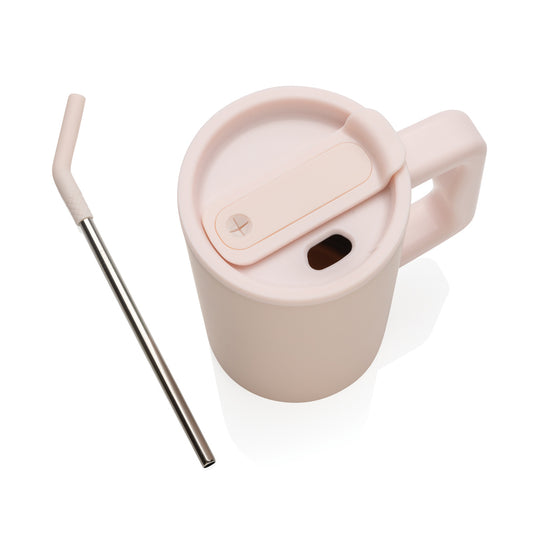 Recycled steel mug from XD Collection, 800ml Cube RCS certified drinkware with a sleek, durable design.