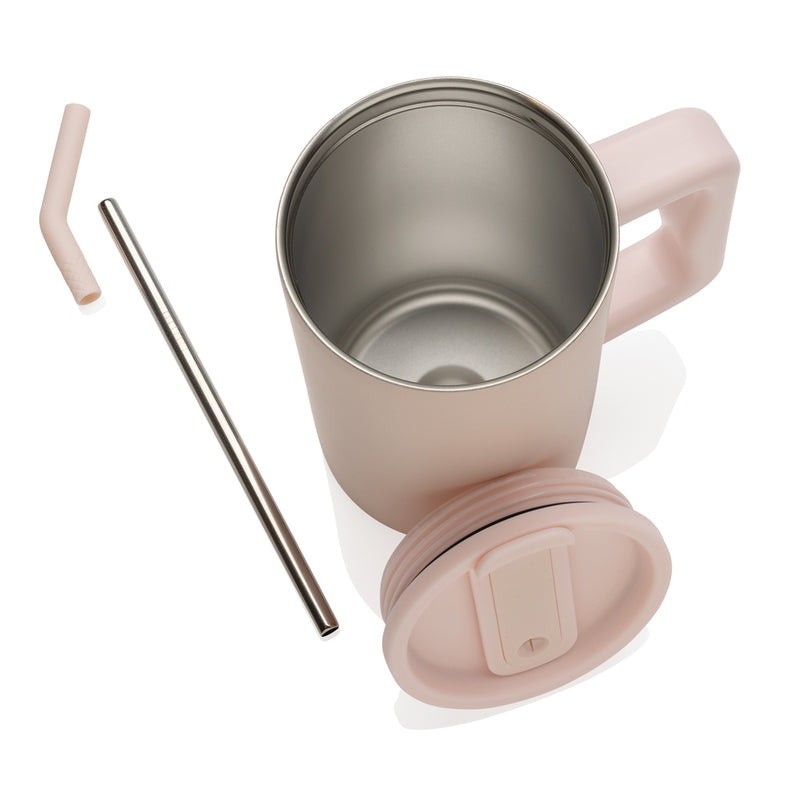 Load image into Gallery viewer, Recycled steel mug by XD Collection, 800ml Cube RCS certified drinkware with a sleek, modern design and sturdy handle.
