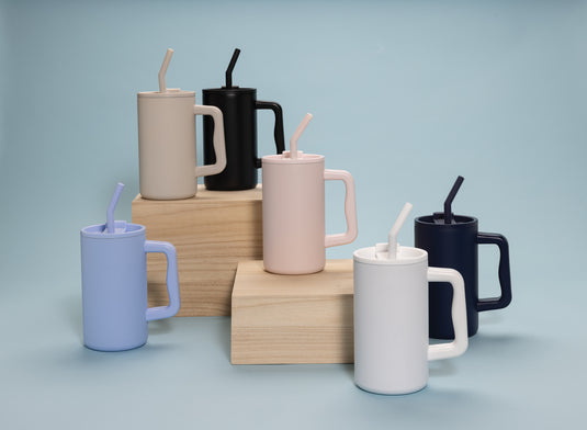 Recycled steel mug by XD Collection, 800ml Cube RCS certified drinkware with a sleek, modern design and sturdy handle.