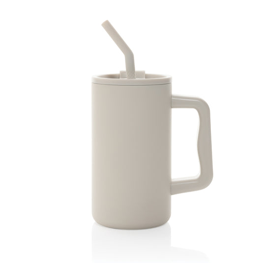 XD Collection recycled steel mug, 800ml, Cube RCS certified drinkware with a sleek design and sturdy handle.