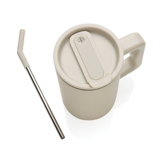 Recycled steel mug by XD Collection with 800ml capacity, featuring a sturdy cube shape and RCS certification for eco-friendly drinkware.